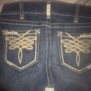 Ariat Dark Blue Denim Jeans with Cream Embroidered Back Pockets